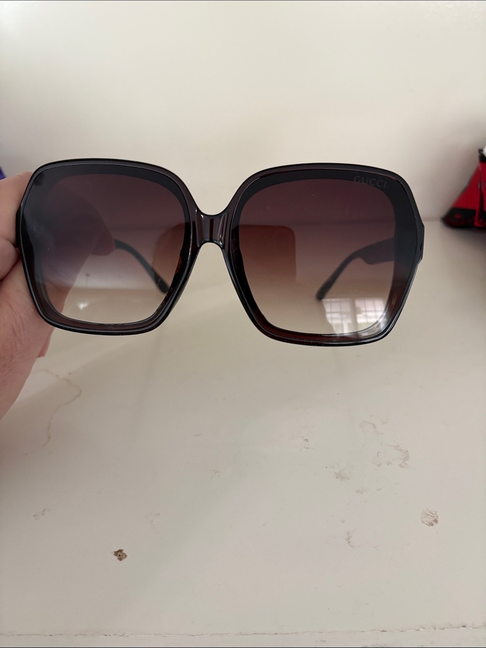 Gucci Oversized Square Sunglasses - Dark Brown Gradient EUC